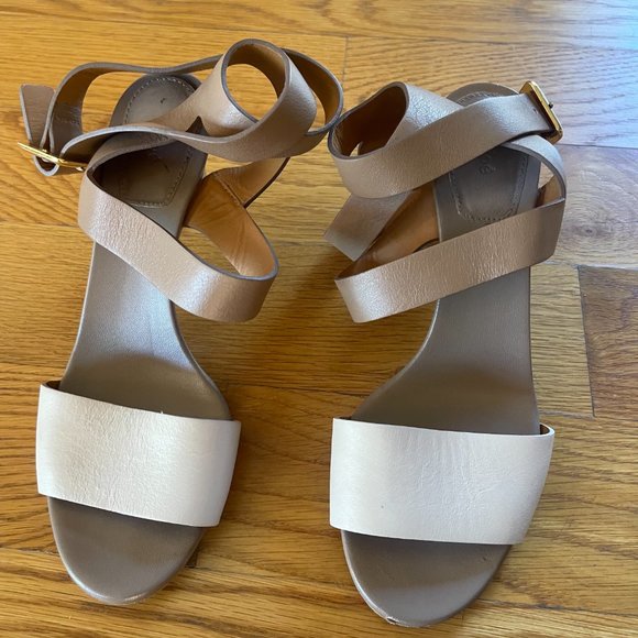 Chloe 2-Tone Wrap-Around Nude Brown Sandals 36.5 - Picture 1 of 5